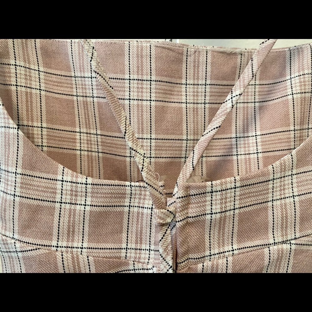 Adjustable plaid spaghetti strap crop top with corset style back - small - NWT - Picture 5 of 7